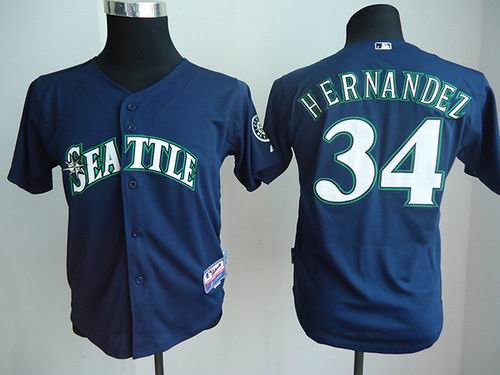 Youth Seattle Mariners #34 Felix Hernandez blue Jerseys