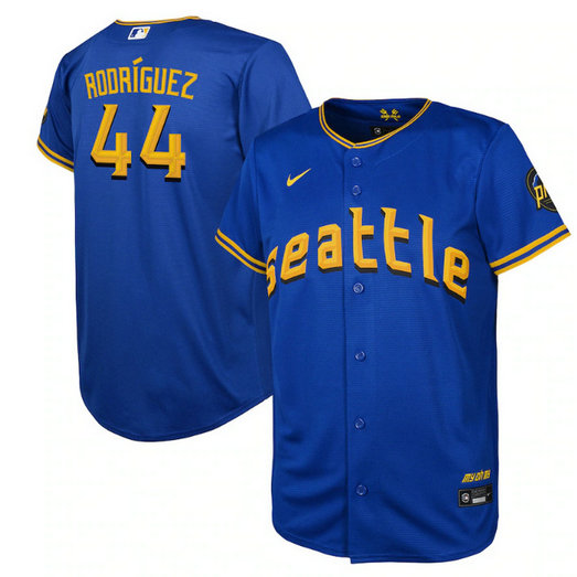 Youth Seattle Mariners #44 Julio Rodriguez Royal 2023 City Connect Stitched Baseball Jersey