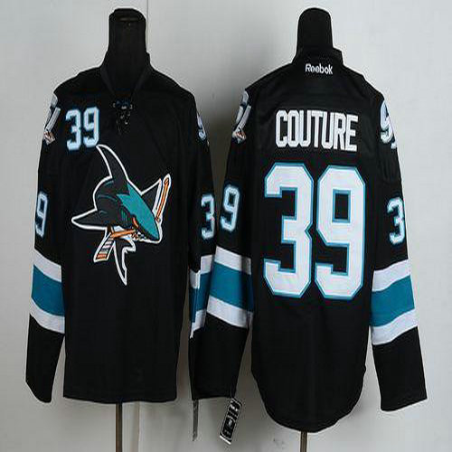 Youth Sharks #39 Logan Couture Black Stitched NHL Jersey