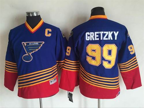 Youth St. Louis Blues #99 Wayne Gretzky blue CCM Throwback jerseys