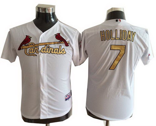 Youth St. Louis Cardinals 7# Matt Holliday Commemorative white Gold nmuber Jersey