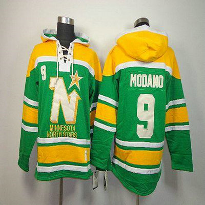 Youth Stars #9 Mike Modano Green Sawyer Hooded Sweatshirt Stitched NHL Jersey