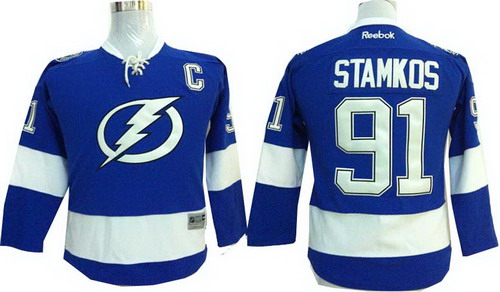 Youth Tampa Bay Lightning #91 Steven Stamkos blue jerseys