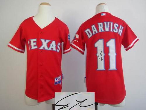 Youth Texas Rangers # 11 Yu Darvish red signature Jersey