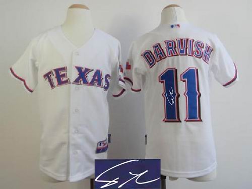 Youth Texas Rangers # 11 Yu Darvish white signature Jersey