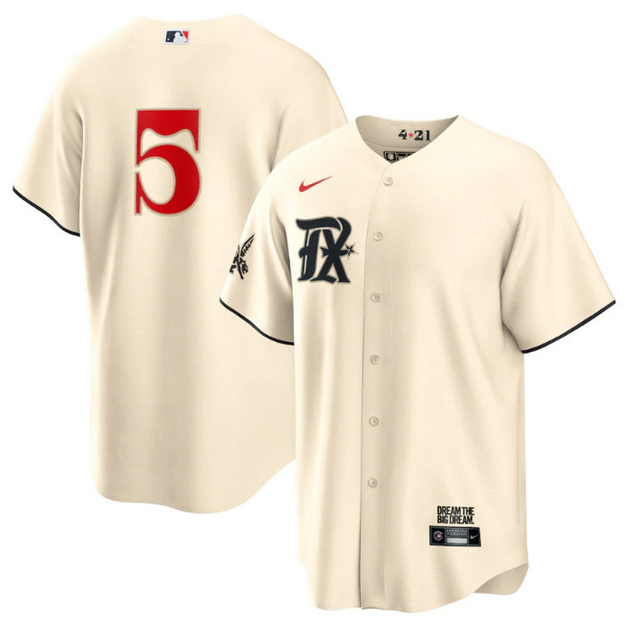 Youth Texas Rangers #5 Corey Seager Cream 2023 City Connect Stitched Baseball Jersey