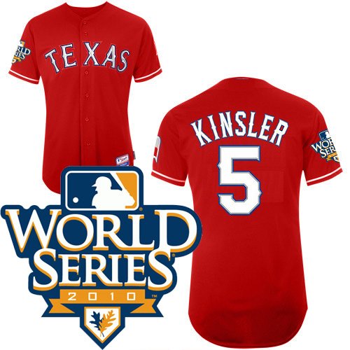 Youth Texas Rangers #5 Ian Kinsler 2010 World Series Patch jerseys red