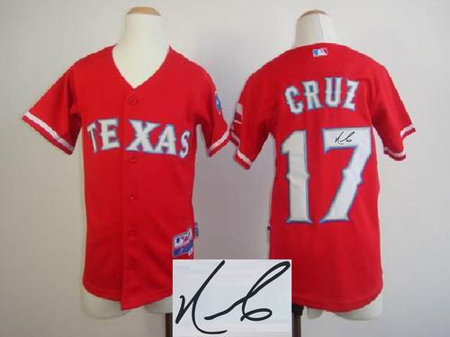 Youth Texas Rangers 17 Nelson Cruz red signature jerseys