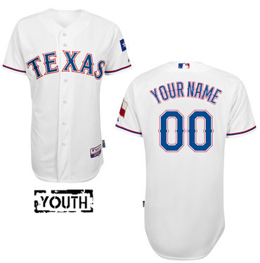 Youth Texas Rangers Authentic Custom Home White Baseball Jersey