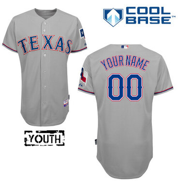 Youth Texas Rangers Authentic Custom Road Gray MLB Jersey