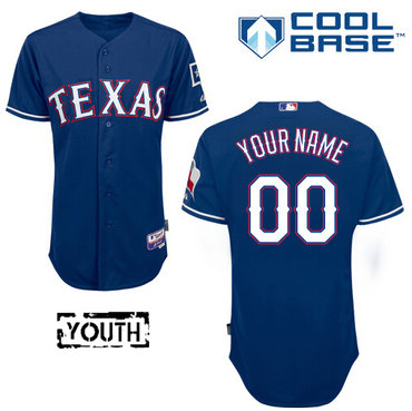 Youth Texas Rangers Authentic Customized Alternate Navy Blue Jersey