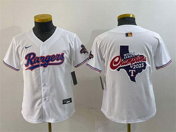 Youth Texas Rangers Team Big Logo White Gold Stitched Baseball Jersey