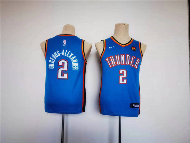 Youth Thunder #2 Shai Gilgeous-Alexander Blue Stitched Basketball Jersey