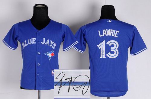 Youth Toronto Blue Jays #13 Brett Lawrie blue signature jersey