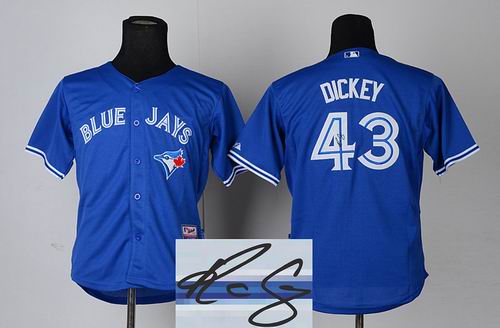 Youth Toronto Blue Jays #43 R.A. Dickey blue signature jerseys