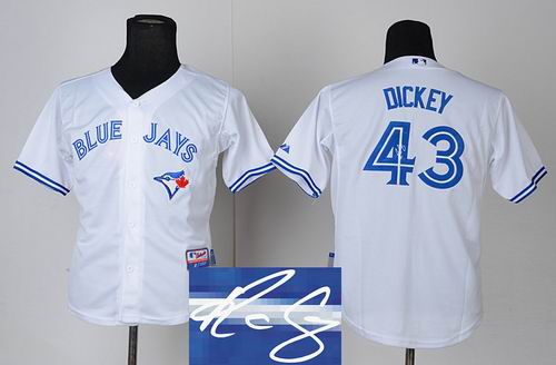 Youth Toronto Blue Jays #43 R.A. Dickey white signature jerseys