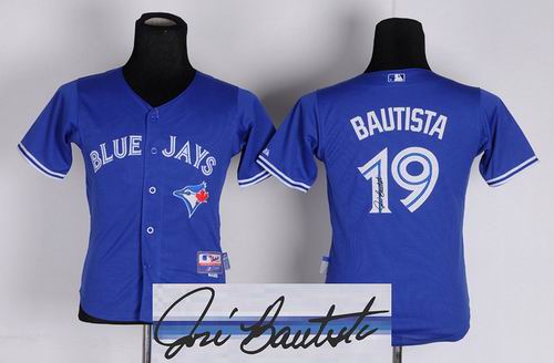Youth Toronto Blue Jays 19 Jose Bautista blue signature jerseys