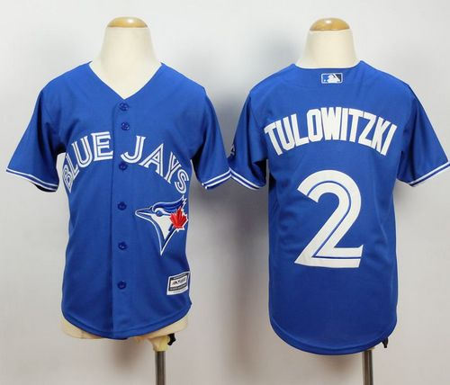 Youth Toronto Blue Jays 2 Troy Tulowitzki Blue Cool Base Baseball Jersey