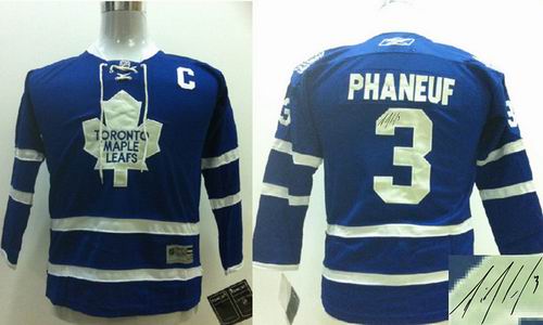 Youth Toronto Maple Leafs #3 Phaneuf blue C patch signature jerseys