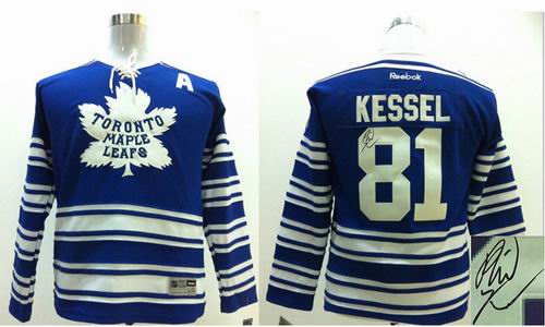 Youth Toronto Maple Leafs #81 Phil Kessel 2014 blue Winter Classic signature Jerseys