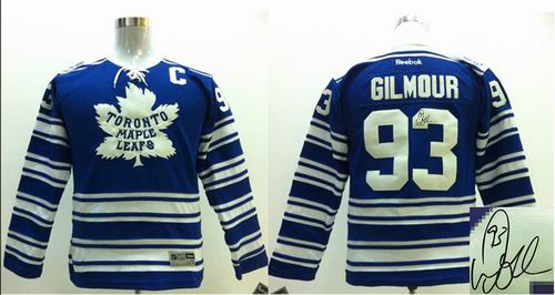 Youth Toronto Maple Leafs #93 Doug Gilmour C pacth 2014 blue Winter Classic signature Jersey