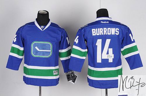 Youth Vancouver Canucks #14 BURROWS blue 3rd signature jersey