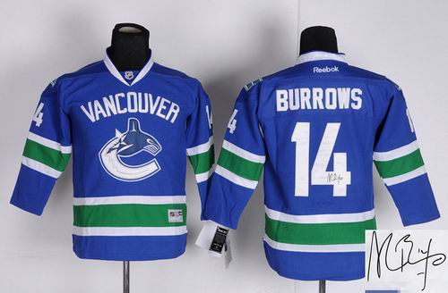 Youth Vancouver Canucks #14 BURROWS blue signature jersey