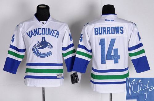 Youth Vancouver Canucks #14 Burrows white signature JERSEY