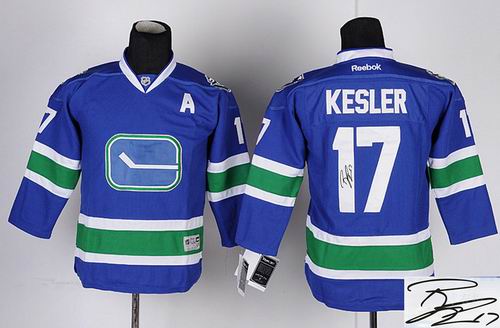 Youth Vancouver Canucks #17 Kesler blue 3rd A patch signature JERSEY