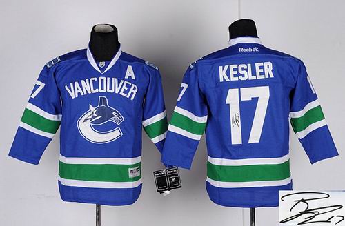 Youth Vancouver Canucks #17 Kesler blue A patch signature JERSEY