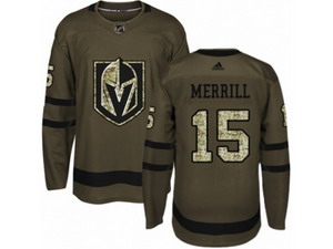Youth Vegas Golden Knights #15 Jon Merrill Authentic Green Salute to Service NHL Jersey