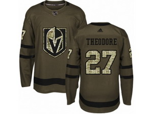 Youth Vegas Golden Knights #27 Shea Theodore Authentic Green Salute to Service NHL Jersey