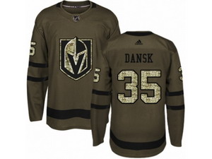 Youth Vegas Golden Knights #35 Oscar Dansk Authentic Green Salute to Service NHL Jersey
