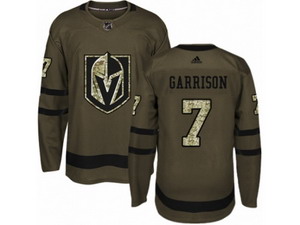 Youth Vegas Golden Knights #7 Jason Garrison Authentic Green Salute to Service NHL Jersey