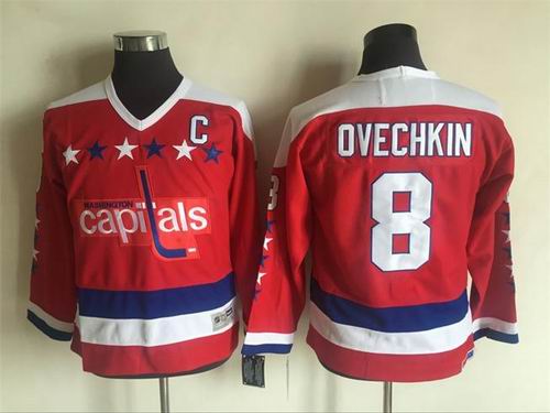 Youth Washington Capitals #8 Alex Ovechkin Red CCM Throwback Jersey