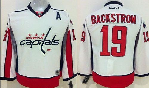 Youth Washington Capitals 19 Nicklas Backstrom White NHL Jersey