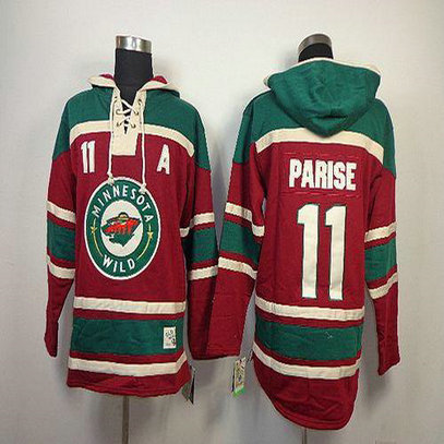 Youth Wild #11 Zach Parise Red Sawyer Hooded Sweatshirt Stitched NHL Jersey