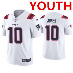 Youth new england patriots #10 mac jones white 2021 vapor limited football jersey