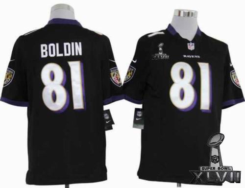 Youth nike Baltimore Ravens #81 Anquan Boldin black game 2013 Super Bowl XLVII Jersey