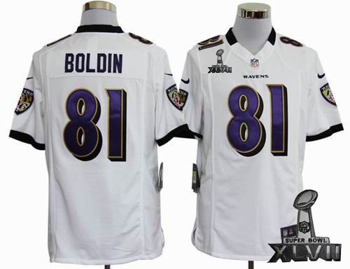Youth nike Baltimore Ravens #81 Anquan Boldin white game 2013 Super Bowl XLVII Jersey
