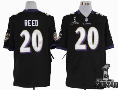 Youth nike Baltimore Ravens 20# Ed Reed black game 2013 Super Bowl XLVII Jersey