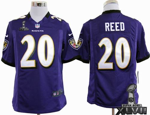 Youth nike Baltimore Ravens 20# Ed Reed purple game 2013 Super Bowl XLVII Jersey