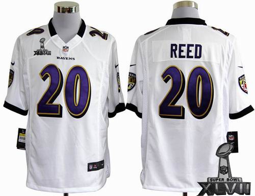 Youth nike Baltimore Ravens 20# Ed Reed white game 2013 Super Bowl XLVII Jersey