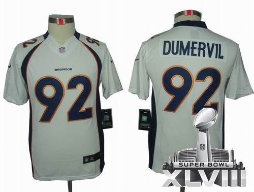 Youth nike Denver Broncos #92 Elvis Dumervil white Limited 2014 Super bowl XLVIII(GYM) Jersey