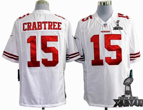 Youth nike San Francisco 49ers #15 Michael Crabtree white game 2013 Super Bowl XLVII Jersey