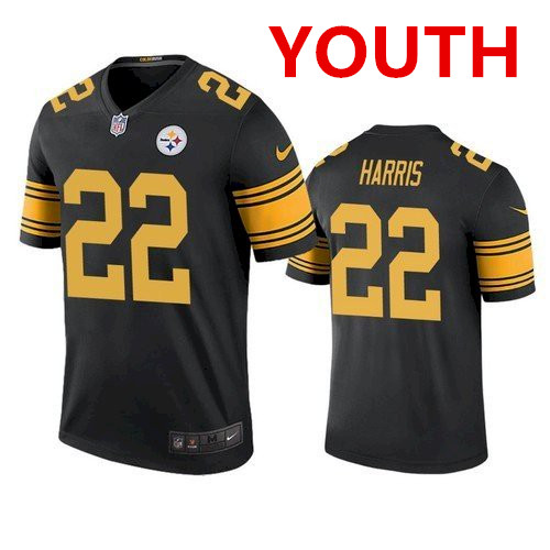 Youth pittsburgh steelers #22 najee harris black color rush limited jersey
