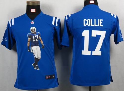 Youth printed 2012 Nike Indianapolis Colts #17 Austin Collie blue Portrait Fashion Game Jersey