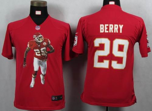 Youth printed 2012 nike Kansas City Chiefs #29 Eric Berry Red Portrait Fashion Game Jersey