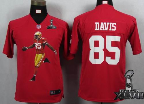 Youth printed Nike San Francisco 49ers #85 Vernon Davis red Portrait Fashion Game 2013 Super Bowl XLVII Jersey