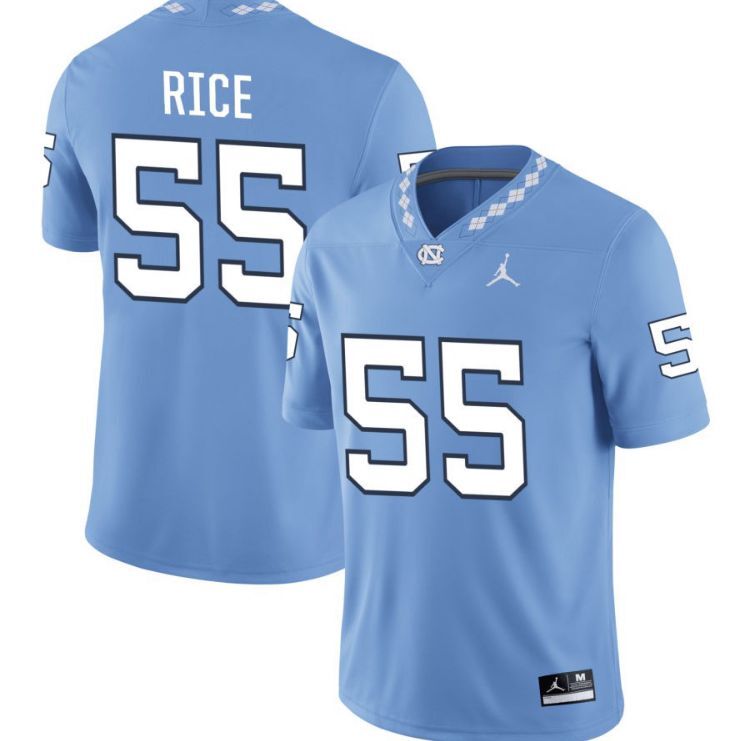 Zach Rice North Carolina Tar Heels Jordan Brand NIL Replica Football Jersey - Carolina Blue